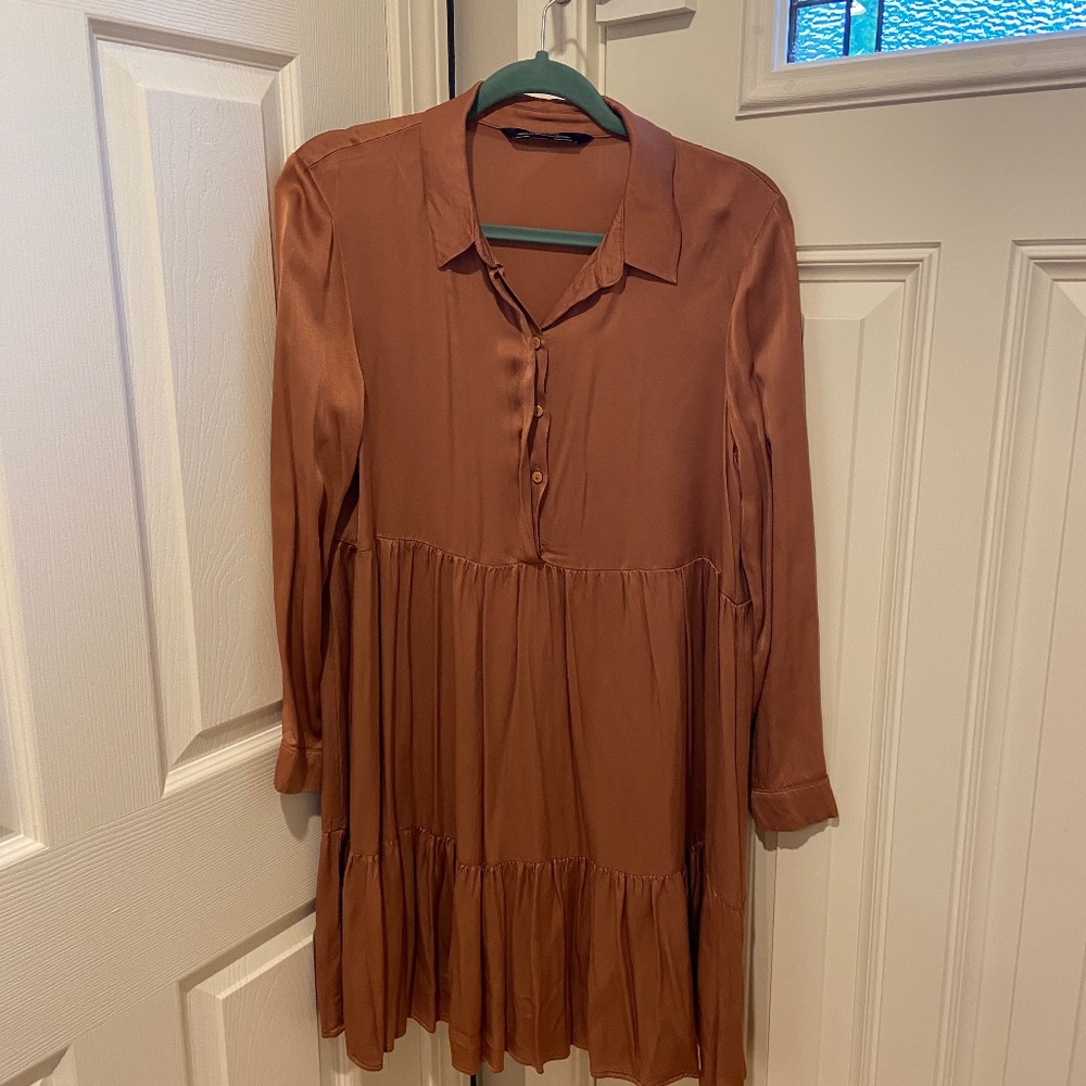 Zara satin finish tiered dress